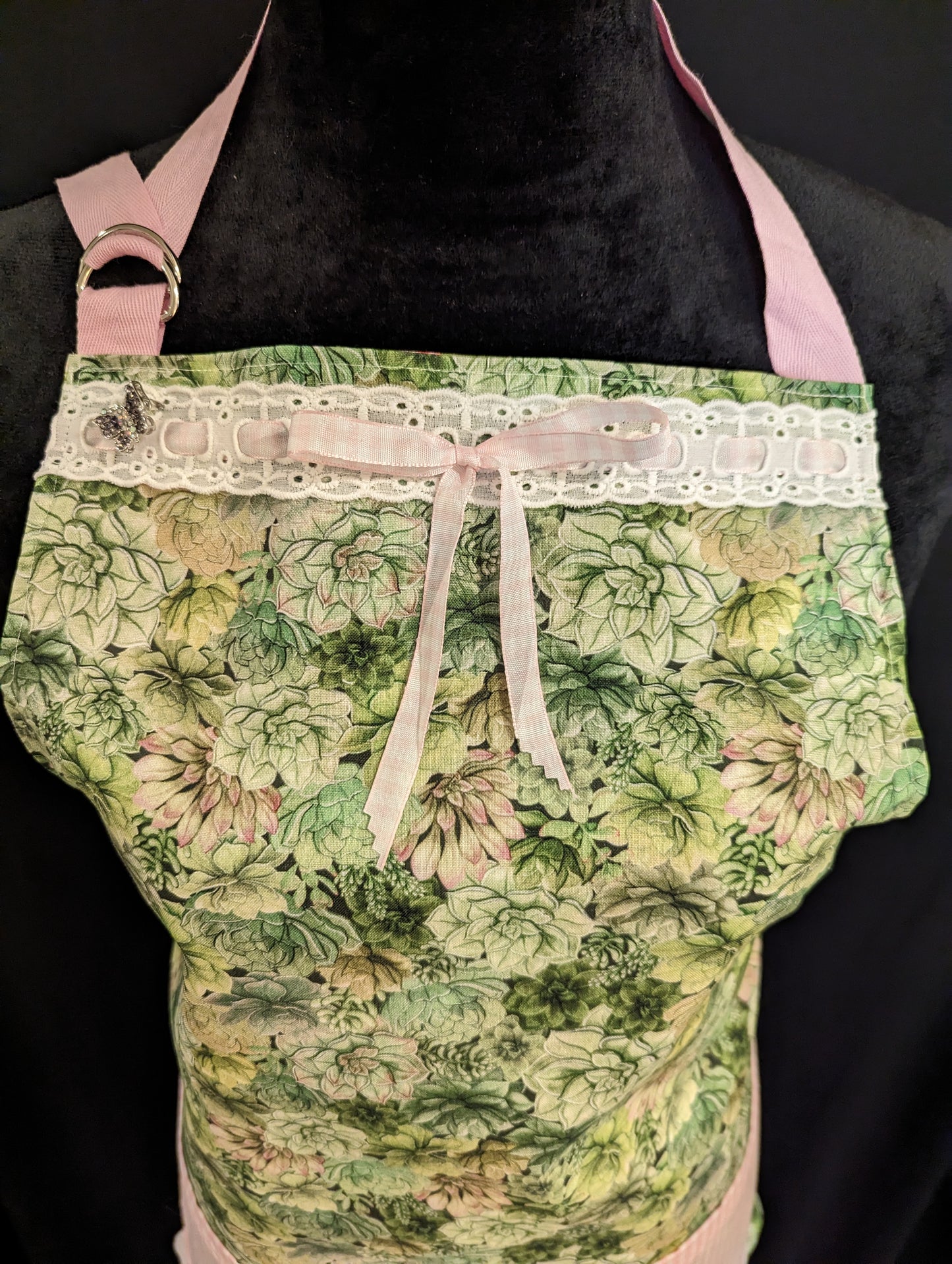 Peonies & Succulent Custom Hostess Double-Sided Apron