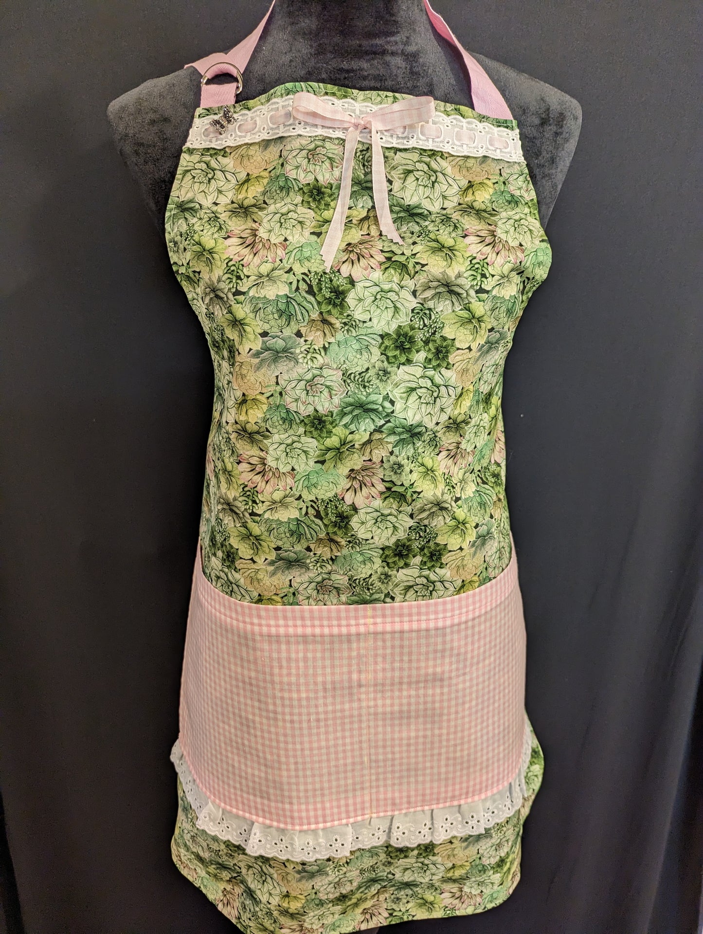 Peonies & Succulent Custom Hostess Double-Sided Apron