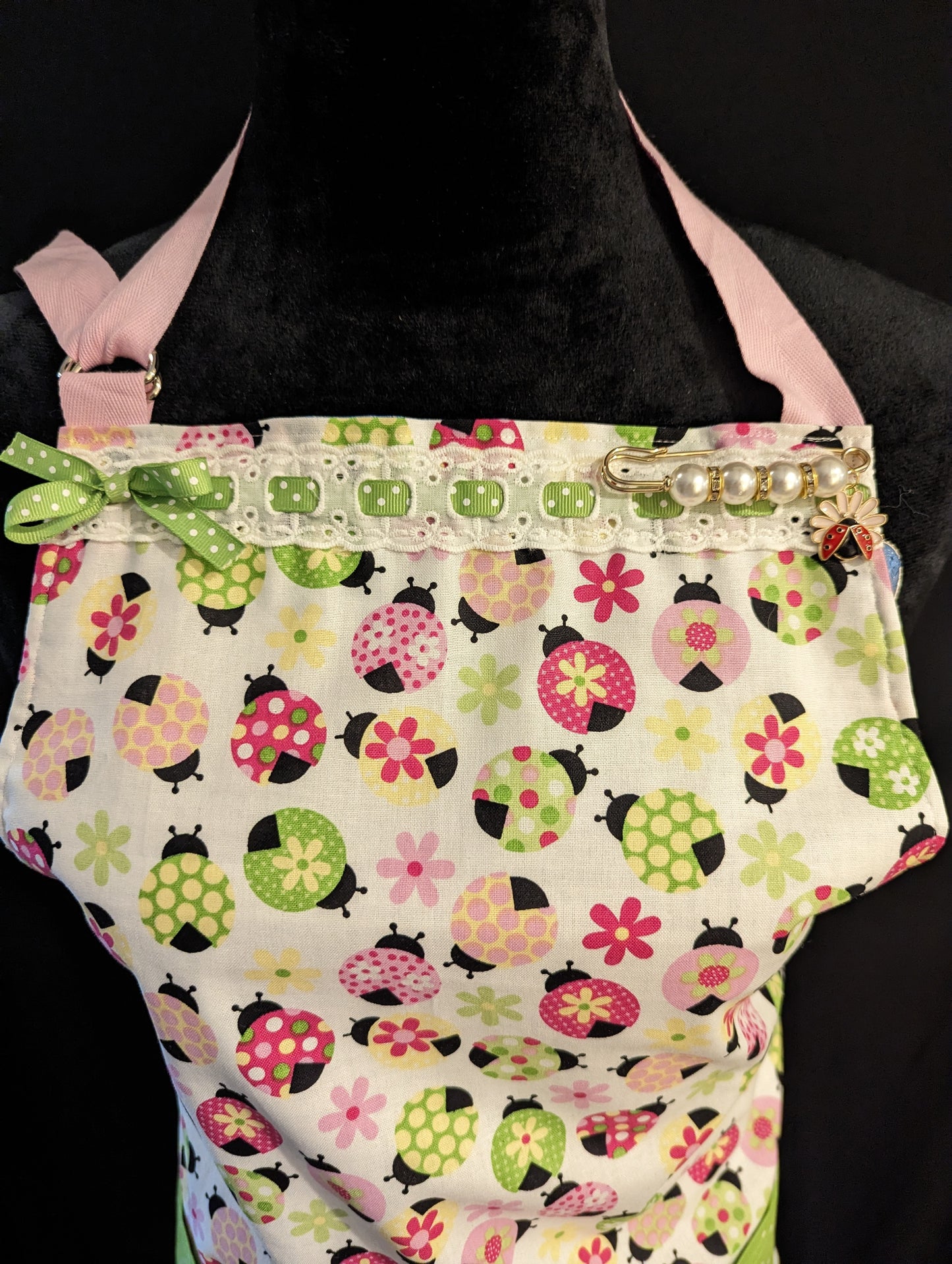 Lady Bugs & Flowers Custom Hostess Apron