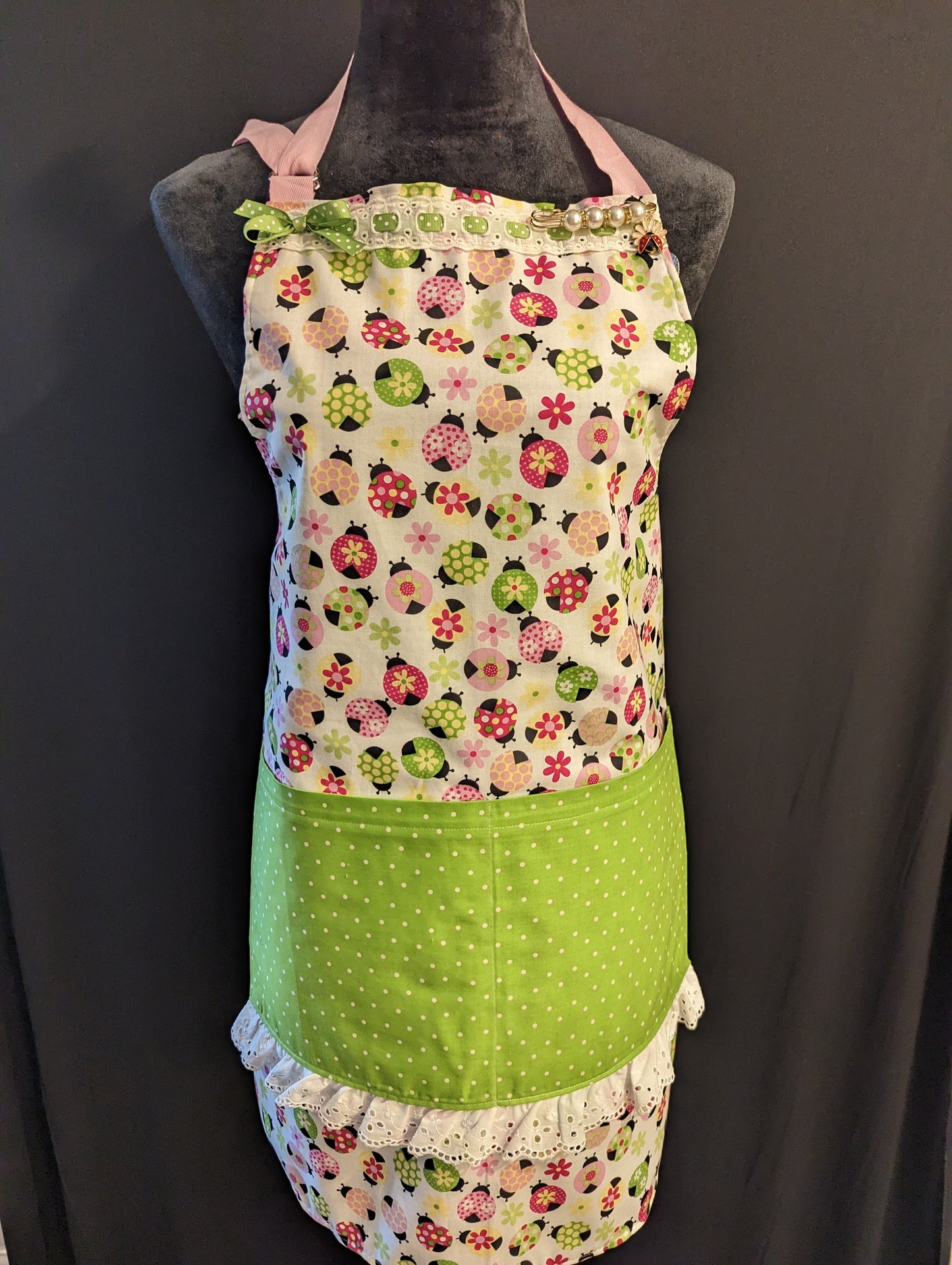 Lady Bugs & Flowers Custom Hostess Apron