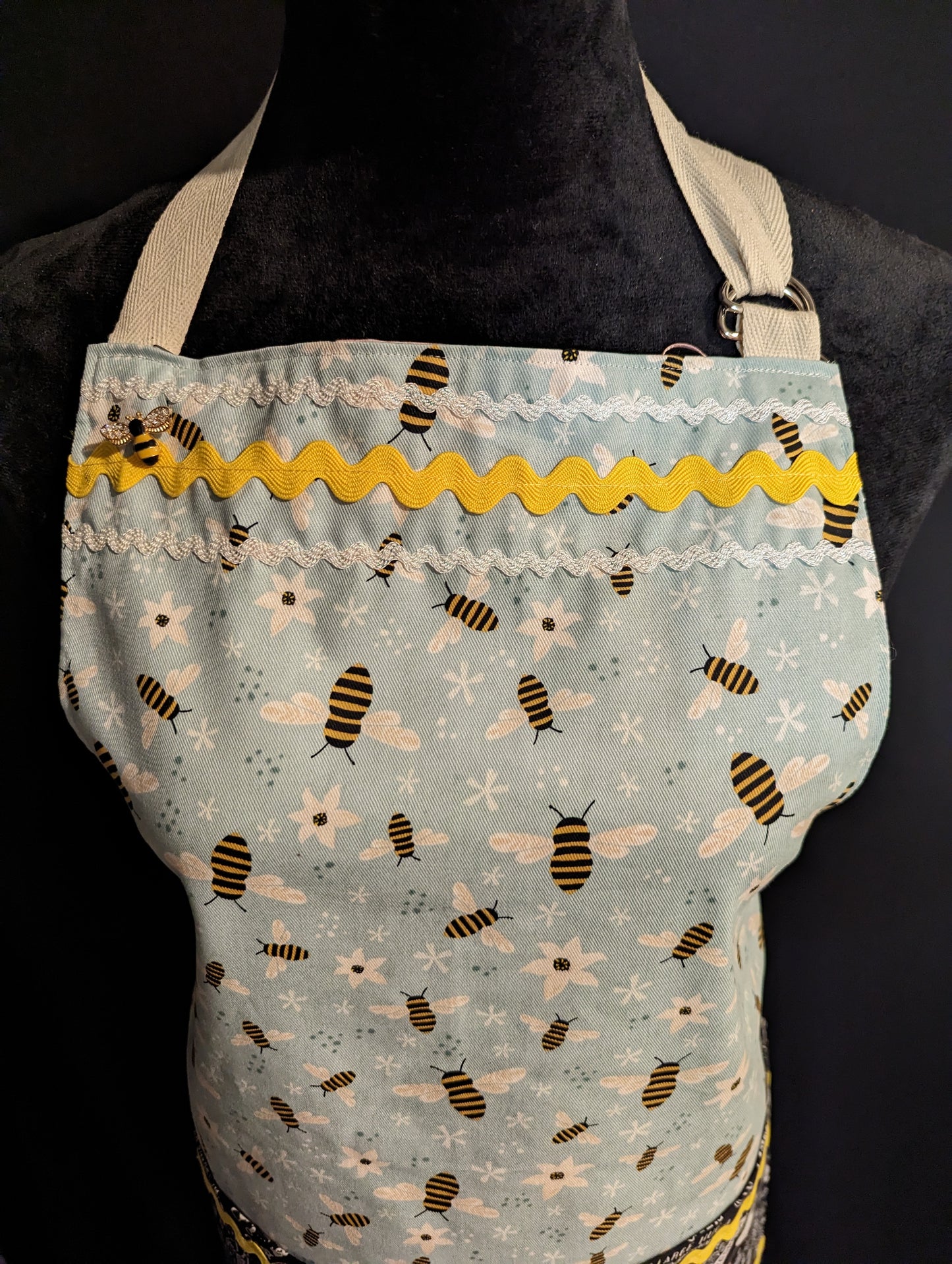 Spring Flowers and Bees Custom Double-Sided Apron