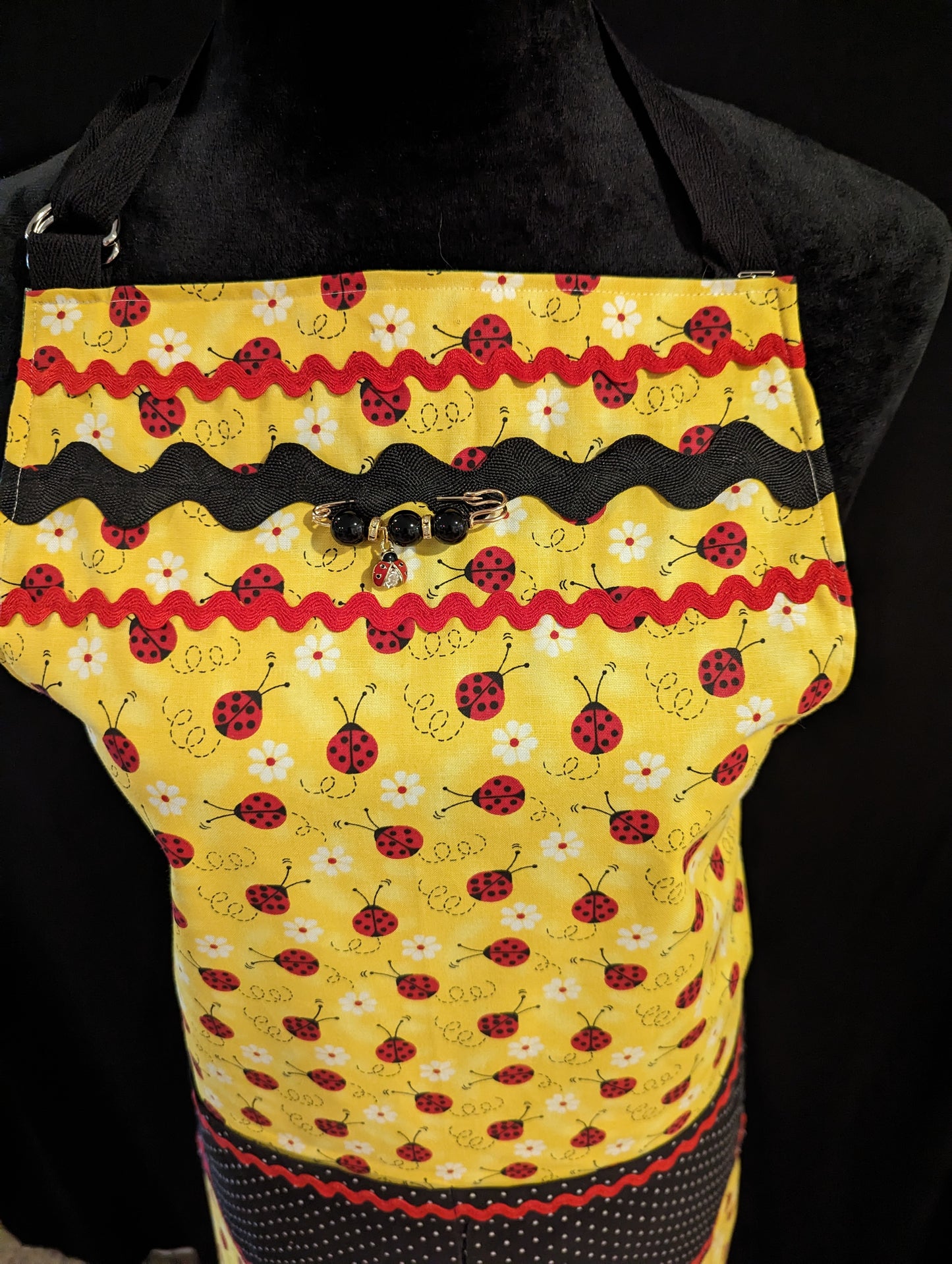 Lady Bugs & Strawberries Double-Sided Hostess Apron