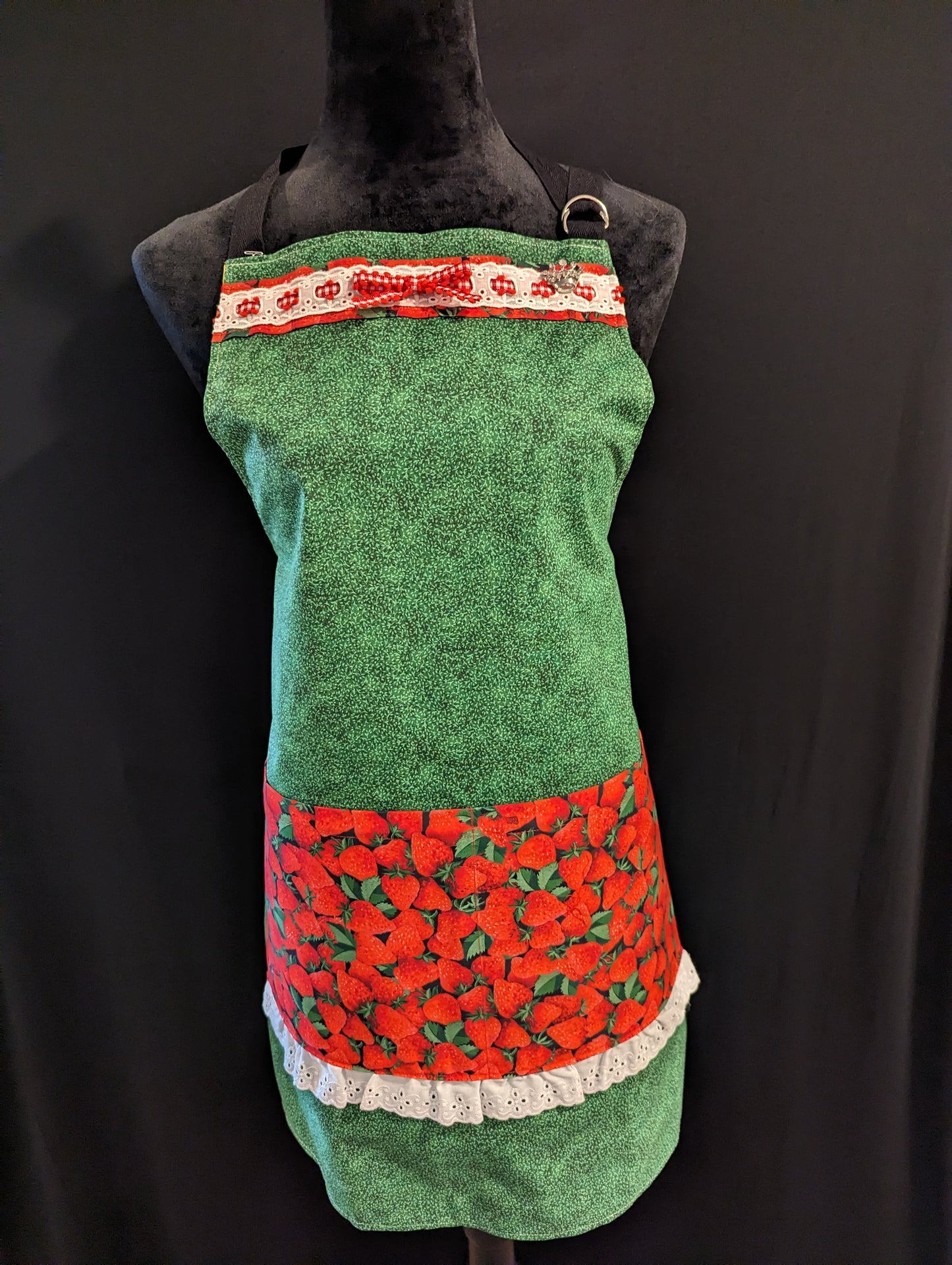 Lady Bugs & Strawberries Double-Sided Hostess Apron