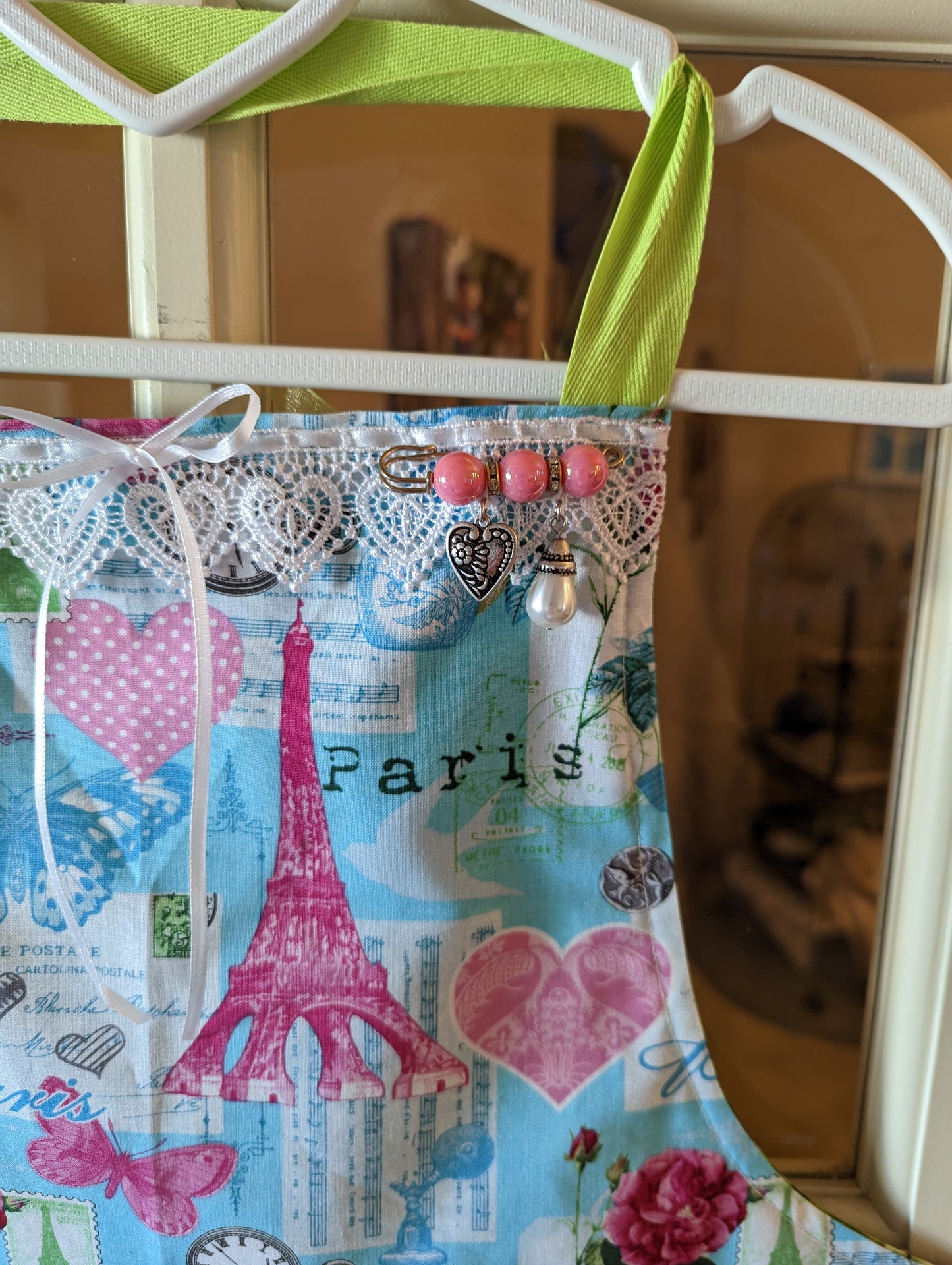 Paris/St. Patty's Day Double-Sided Springtime in  Hostess Apron