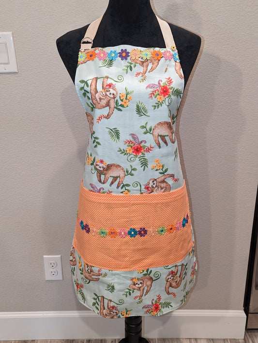 Easter/Sloth Custom Double-Sided Apron