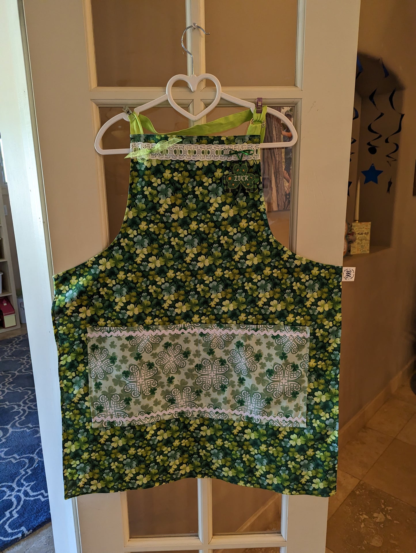 Paris/St. Patty's Day Double-Sided Springtime in  Hostess Apron