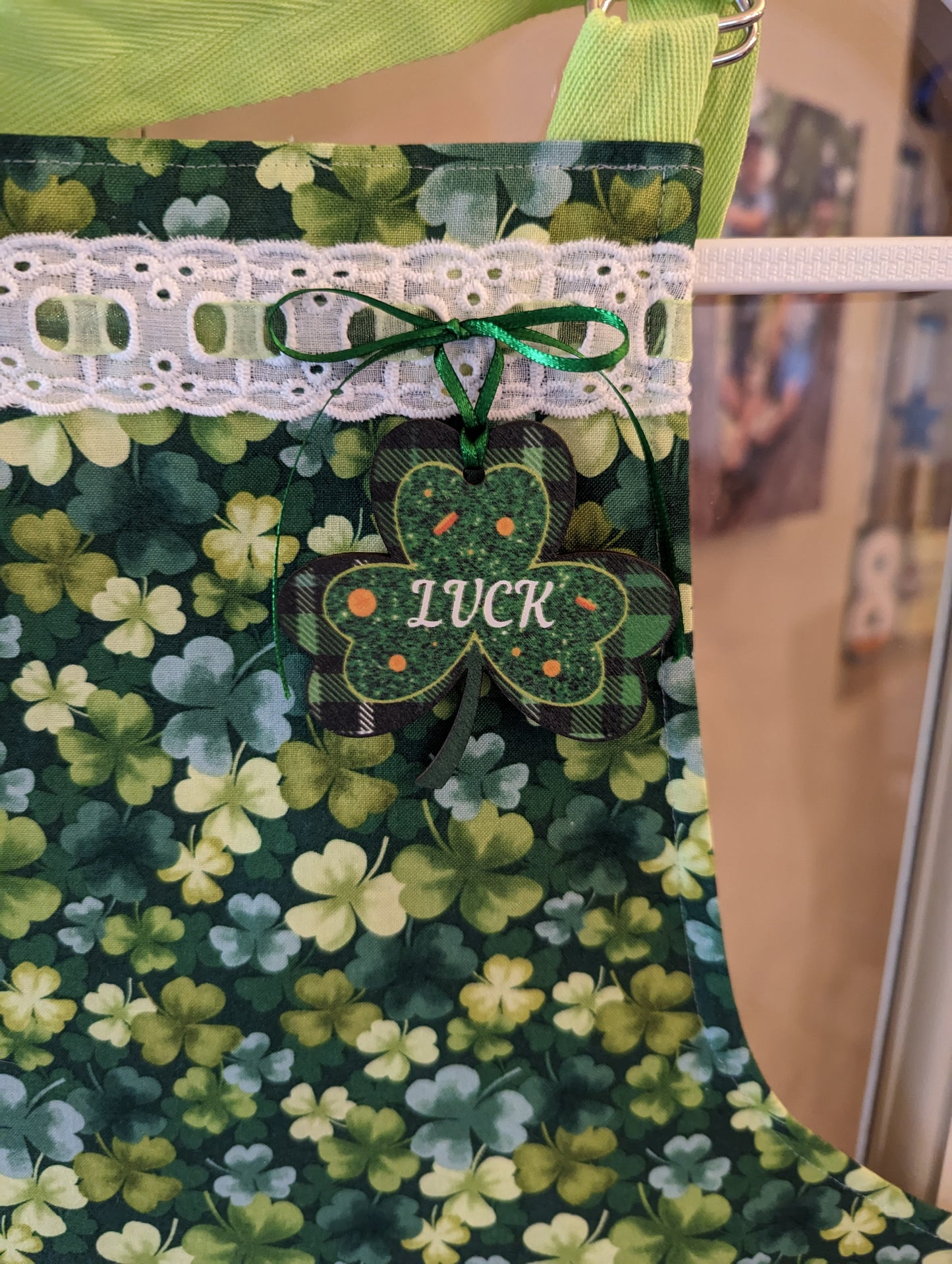 Paris/St. Patty's Day Double-Sided Springtime in  Hostess Apron