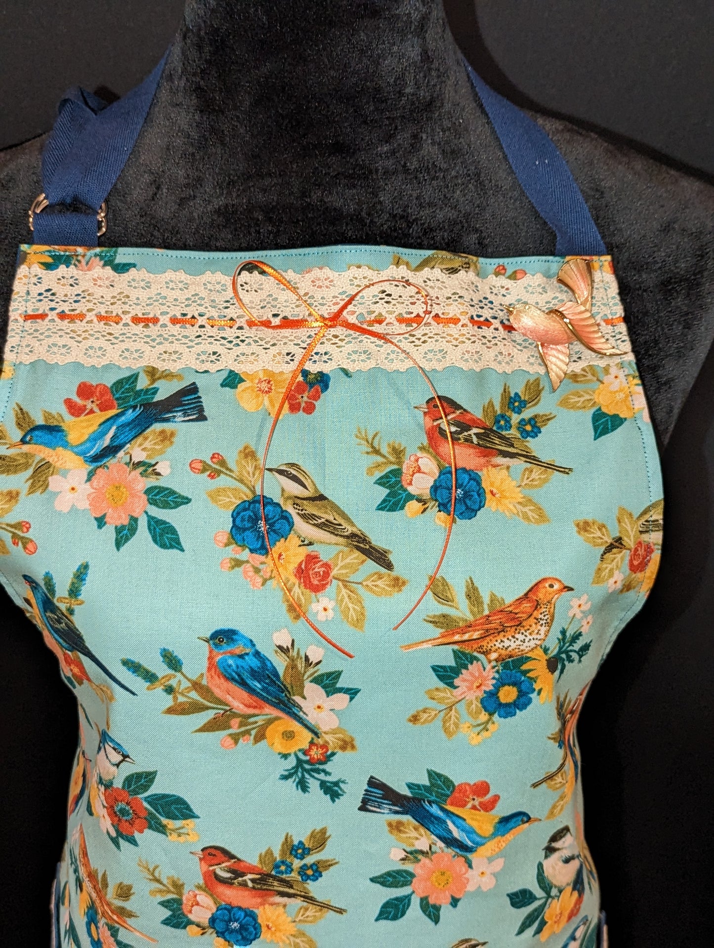 Birds and Flowers Double-Sided Hostess Apron