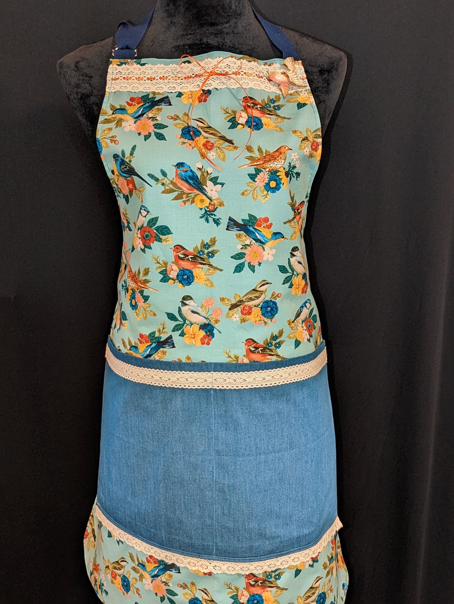 Birds and Flowers Double-Sided Hostess Apron